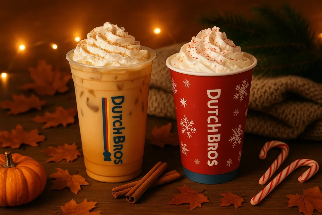 Dutch Bros seasonal drinks with holiday flavors.”