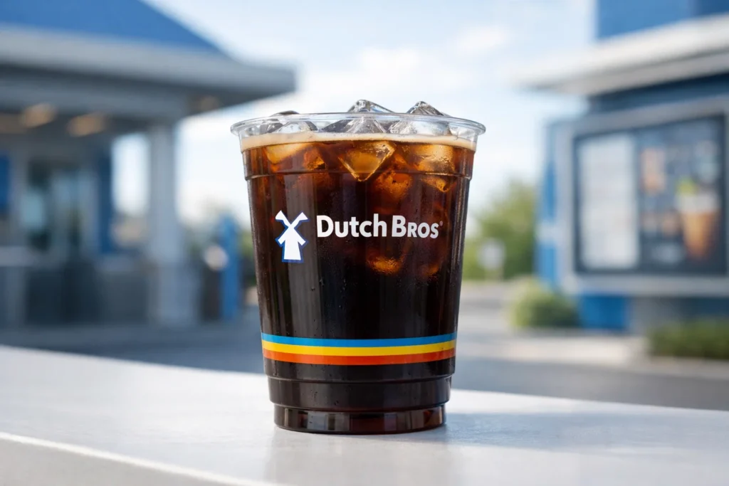 Dutch Bros Americano coffee made with espresso and water.