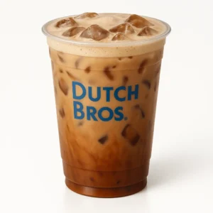 Dutch Bros Annihilator drink in a clear cup on white background