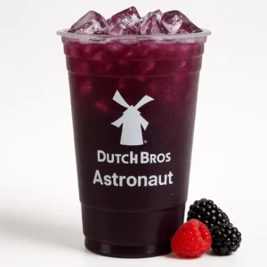 Dutch Bros Astronaut drink with blackberry, raspberry, and almond flavors

