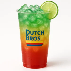 Dutch Bros Galaxy Fish drink with strawberry, lime, and passion fruit flavors


