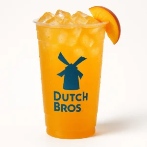 Dutch Bros Peach iced lemonade with peach syrup

