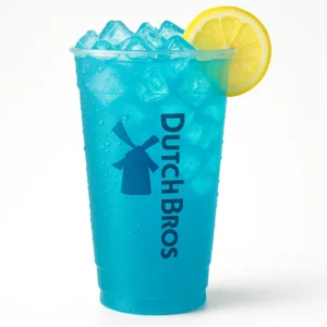 Dutch Bros Tropical Tea with passion fruit, coconut, and blue raspberry flavors