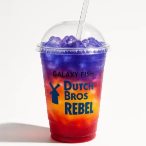 Galaxy Fish Dutch Bros Rebel with strawberry, lime, and passion fruit on a clean white background
