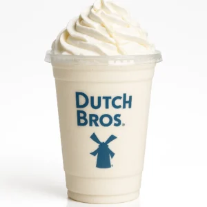 Dutch Bros White Zombie Shake with white chocolate and vanilla on a white background.