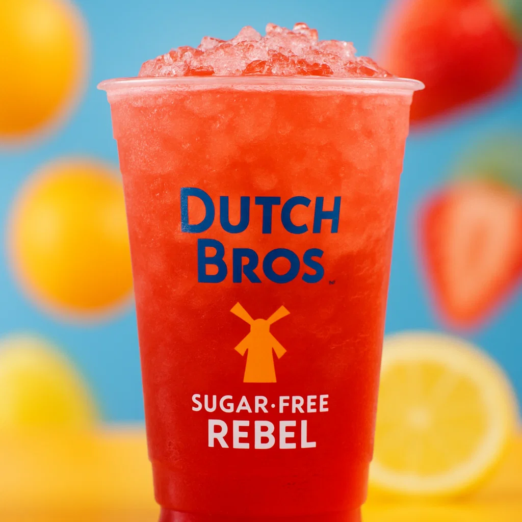 Enjoy a sugar-free energy boost with a Sugar-Free Rebel from Dutch Bros, packed with vibrant flavors and zero sugar!